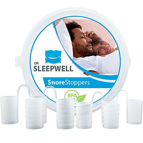 Schnarchstopper - Beste Anti Schnarch Mittel - DrSleepwell SnoreStoppers Gegen Schnarchen - 4 Premium Nasendilatatoren - Bessere Alternative zu Nasenpflaster, Nasenklammer, Stop Schnarch Ring, Kissen und Schnarchschiene - Schnarchstopper von Experten empfohlen - 100% Zufriedenheit garantiert