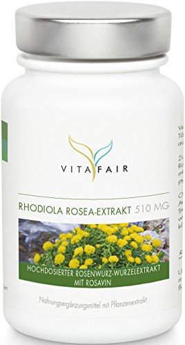 Rhodiola Rosea | Rosenwurz-Extrakt 510mg | Hochdosiert mit 15mg Rosavin | 90 Kapseln | Vegan | Ohne Magnesiumstearat | Made in Germany